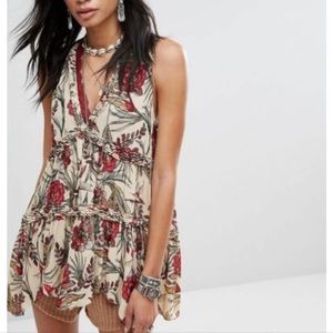 Free people haze hummingbird floral oversized tunic tank top